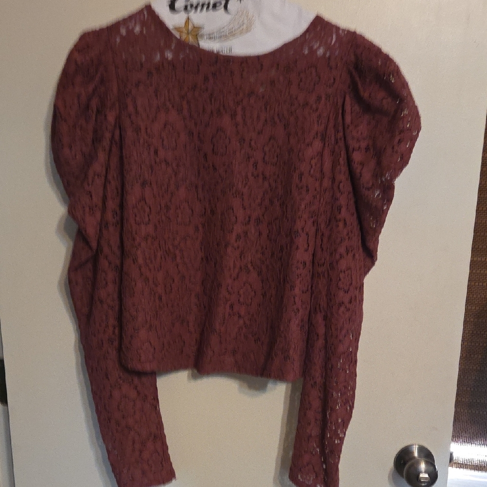 Easel Burgundy Lace Blouse